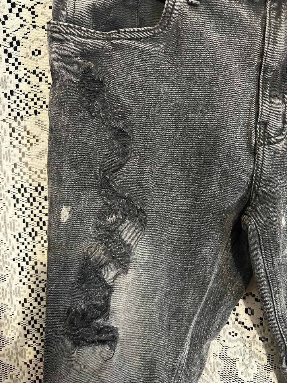 Dash Men’s Black Washed Ripped Skinny Jeans - Picture 5 of 11